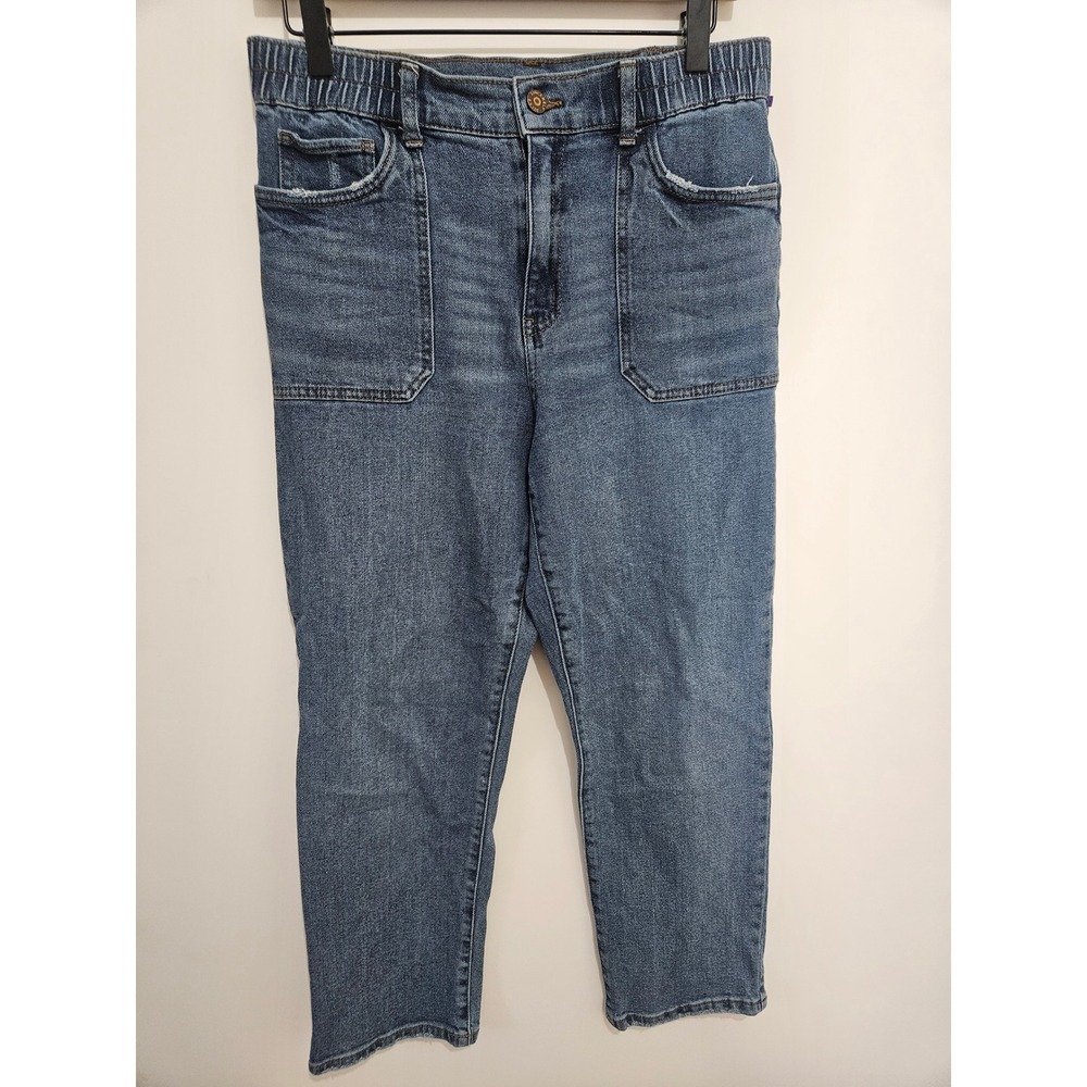 Sincerely Jules High Rise Straight Leg Elastic Waist Patch Pocket Jeans 9/29